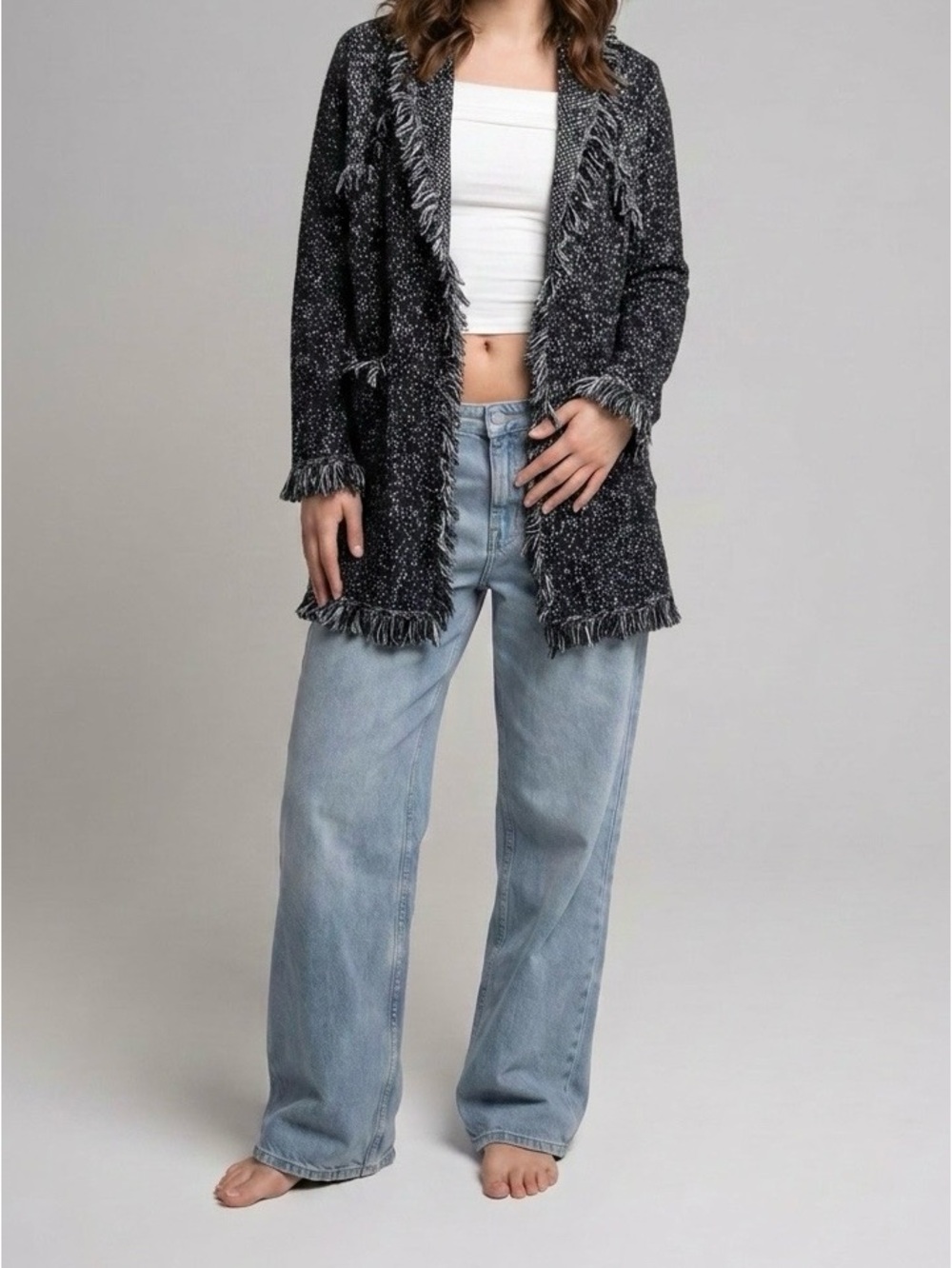 Zadig & Voltaire Black and White Cardigan 100% Wool